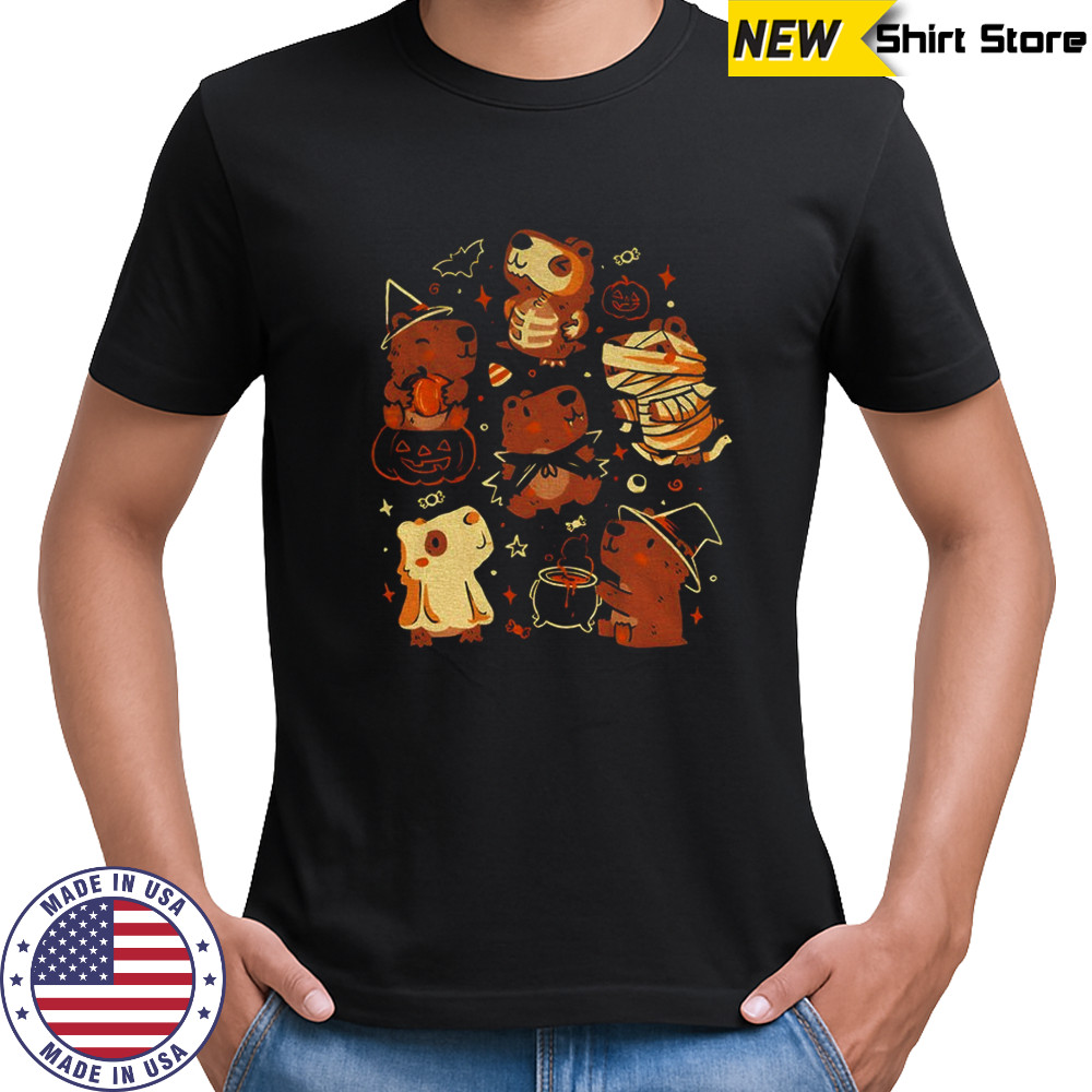 Spooky Capybara pumpkin ghost Happy Halloween shirt