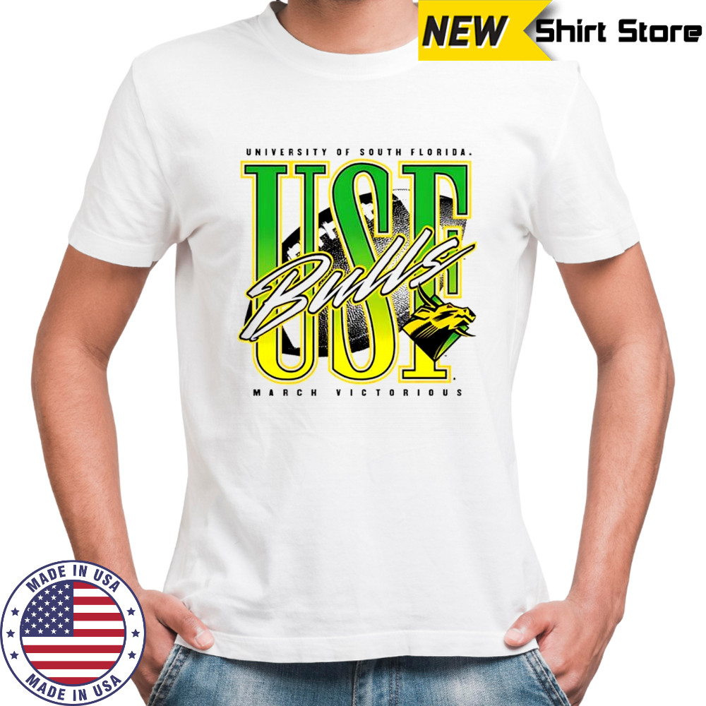 USF South Florida Bulls football march victorious neon retro shirt