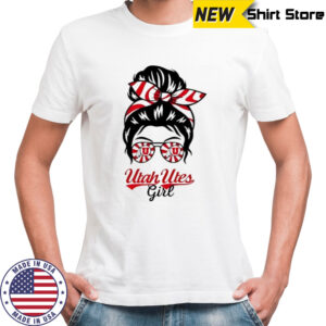 Utah Utes girl messy bun glasses shirt