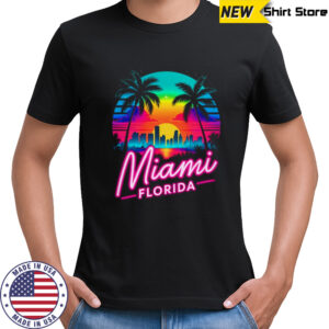 Vintage Miami Beach Retro City Florida Vacation Sunset shirt