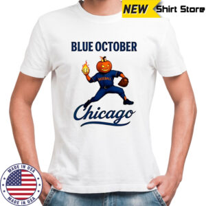 Chicago Cubs baseball blue october pumpkin head Halloween shirts
