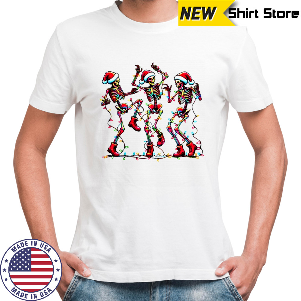 Dancing skeleton Santa hat Merry Christmas 2025 shirt