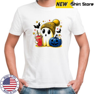 Ghost Halloween x Pittsburgh Steelers football beanie pumpkin bats shirt