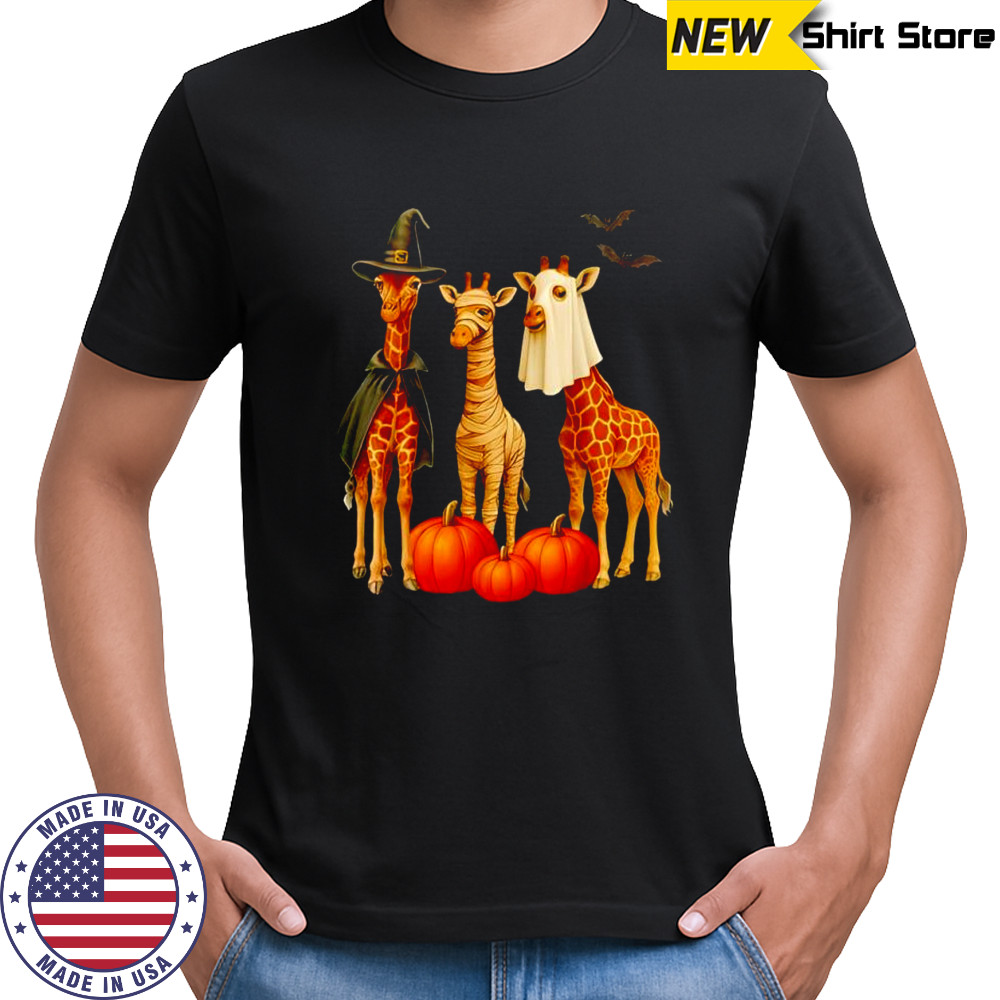 Giraffe Boo Mummy Witch Halloween Costume Giraffe Pumpkin shirt