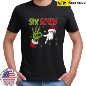 Grinch and Santa Hands Six Seven Christmas shirt