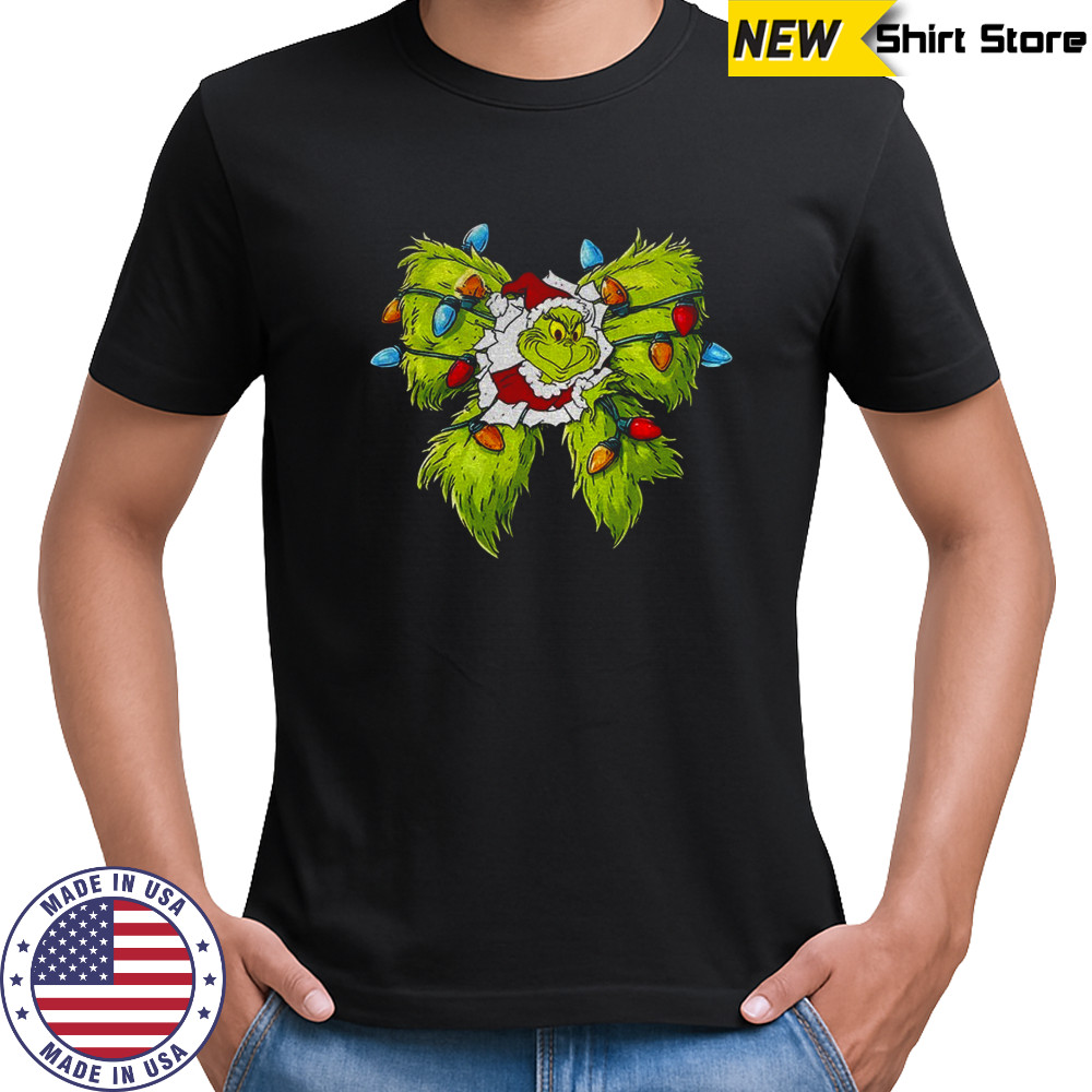 Grinch Santa hat bow Christmas 2025 shirt