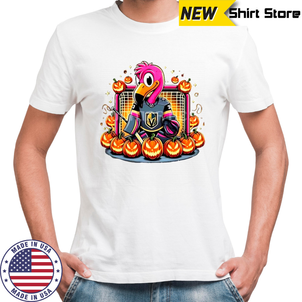 Halloween flamingo x Vegas Golden Knights NHL team logo shirt
