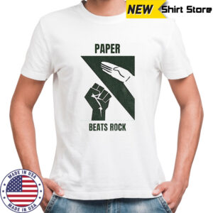Hands paper beats rock shirt