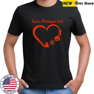 Just a Michigan Girl heart halloween shirt