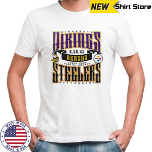 Minnesota Vikings versus Pittsburgh Steelers Croke Park stadium logo shirt