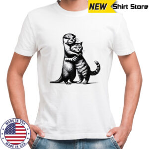 Otter hug cat funny meme shirt