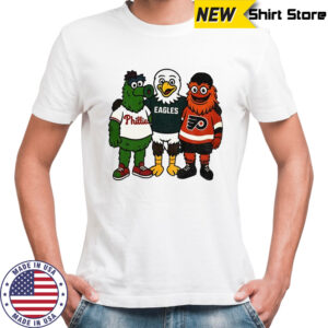 Phillie Phanatic Swoop and Gritty Philadelphia Phillies Eagles Flyers shirt