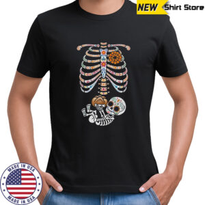 Pregnancy skeleton día de los muertos belly bump shirt