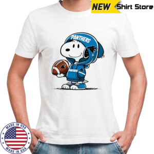 Snoopy wears Carolina Panthers hoodie logo shirt