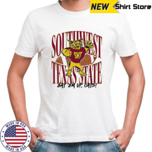 Southwest Texas State 1990s eat ’em up cats mascot shirt
