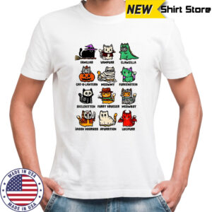 Trick or treat kitten dressed as Halloween characters shirt