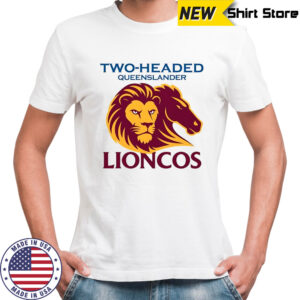 Two Headed Queenslander Lioncos Brisbane Bears and Fitzroy Lions logo shirt